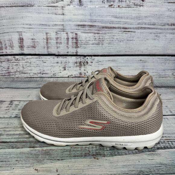 Skechers GOwalk Ultra Go Taupe Mesh Walking Shoes 8.5 - Picture 2 of 6